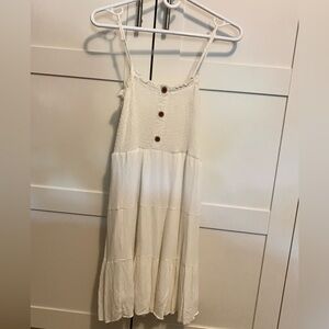 White Sleeveless Button Flowy Dress